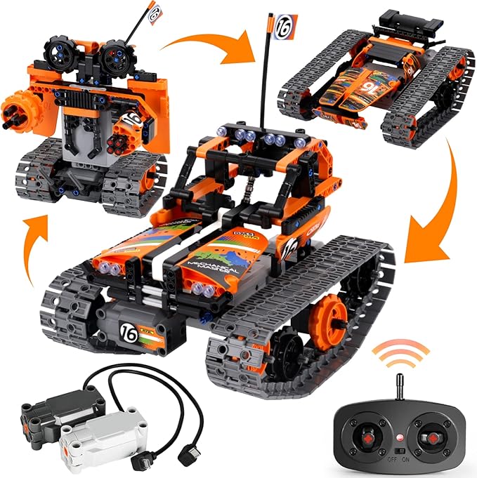 BIRANCO. STEM Remote Control Building Kit 3 in 1 RC Tracked Racer/Tank/Robot Engineering Toys, Science Construction Play Set, Toy Car Christmas for Boys & Girls Age 8-12 (392pcs)-CubbioJoy