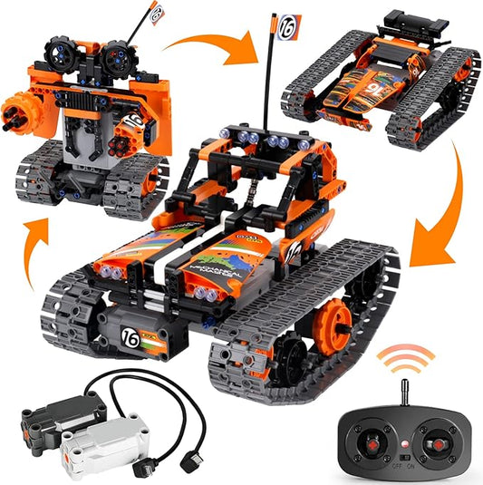 BIRANCO. STEM Remote Control Building Kit 3 in 1 RC Tracked Racer/Tank/Robot Engineering Toys, Science Construction Play Set, Toy Car Christmas for Boys & Girls Age 8-12 (392pcs)-CubbioJoy