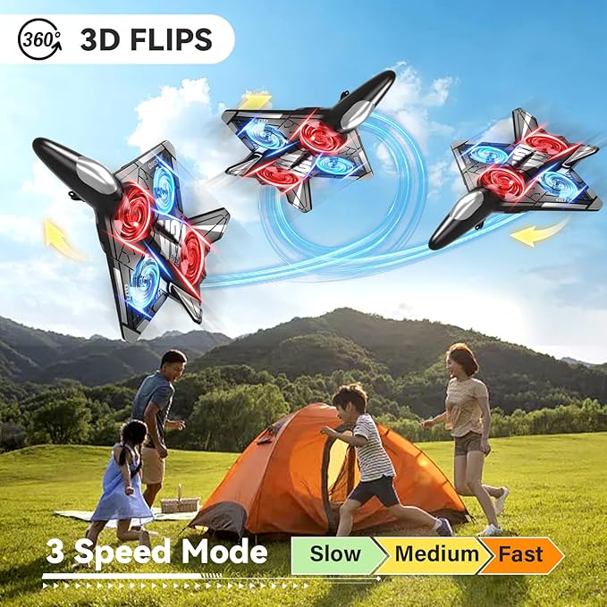 4DRC V31 Foam RC Planes Remote Control Airplanes for Kids Adults 4-7 8-16, Remote Control Planes Fighter Jet with Light, 360° Flip Fighter Jet Toy, Gravity Sensing, Stunt Roll, Gifts for Kids Boys-CubbioJoy