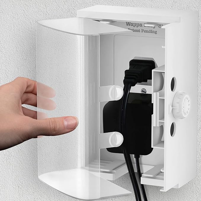 Clear Outlet Cover Box [Patented] Double Lock for Much Better Toddler Proofing, Easier Operation, Simple 3 Step Install with Included Screws. Provides Extra Space Inside for Plugs-CubbioJoy