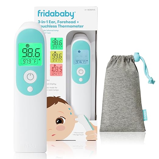 Frida Baby Thermometer, 3-in-1 Infrared Thermometer for Ear, Forehead & Touchless, Fever Thermometer for Baby, Infants, Toddlers, Kids & Adults-CubbioJoy