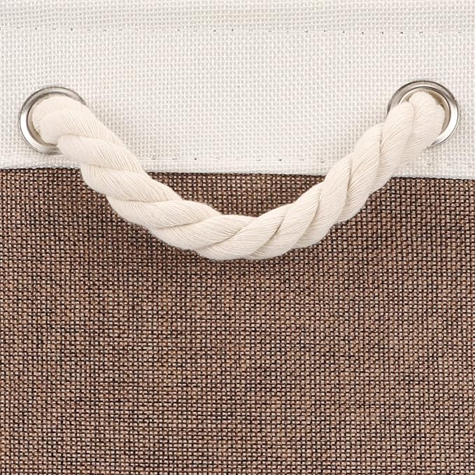 Bidtakay Large Storage Baskets with Handles for Organizing 16" x 11.8" x 11.8" Rustic Shelf Baskets [2-Pack] Foldable Clothes Baskets Fabric Collapsible Bins for Closet (White&Earthy Brown)-CubbioJoy