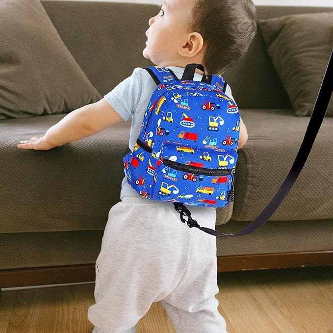 Accmor Toddler Backpack Harness Leash, Mini Baby Walking Backpacks with Anti Lost Wrist Link, Cute Truck Kids Back Pack Harnesses Leashes Tether for 1-3 Yeas Boys Outdoor Travel-CubbioJoy