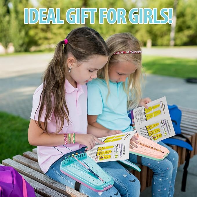 Chilpals Friendship Bracelet Making Kit for Girls,Arts and Crafts for Kids Ages 8-12,Birthday Gifts Ideas for Girl 7 8 9 10 11 Year Old - 2 in 1 Bracelets String Maker Toys Set (Blue)-CubbioJoy