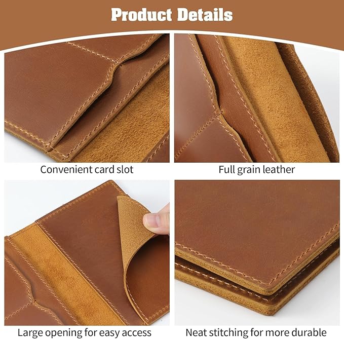Jack&Chris Leather Passport Holder, Handmade Passport cover, Travel Wallet Cover Case for Men and Women, Leather Travel Documents Organizer Protector, Brown-Red, 2PC-CubbioJoy