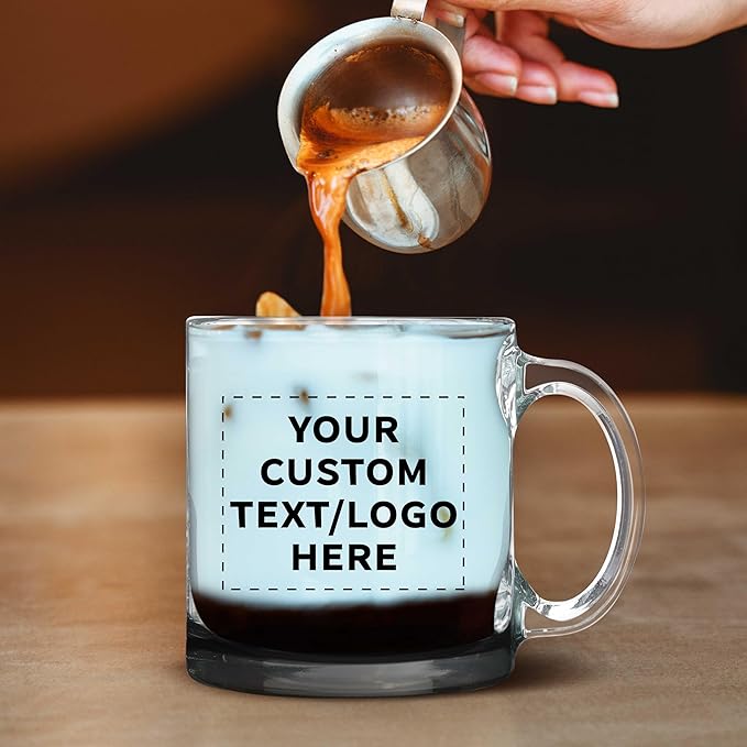 Custom Libbey Clear Glass Coffee Mugs 13 oz. Set of 100, Personalized Bulk Pack - Perfect for Coffee, Tea, Espresso, Hot Cocoa, Other Beverages - Black Bottom-CubbioJoy