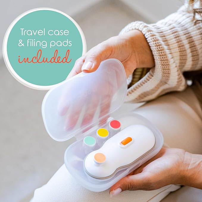 Cherish Baby Care Baby Nail Trimmer Electric - Automatic Safety Stop, BPA-Free & Safety-Tested Electric Nail File Baby, Includes 4 File Pads, 0-12+ Months-CubbioJoy