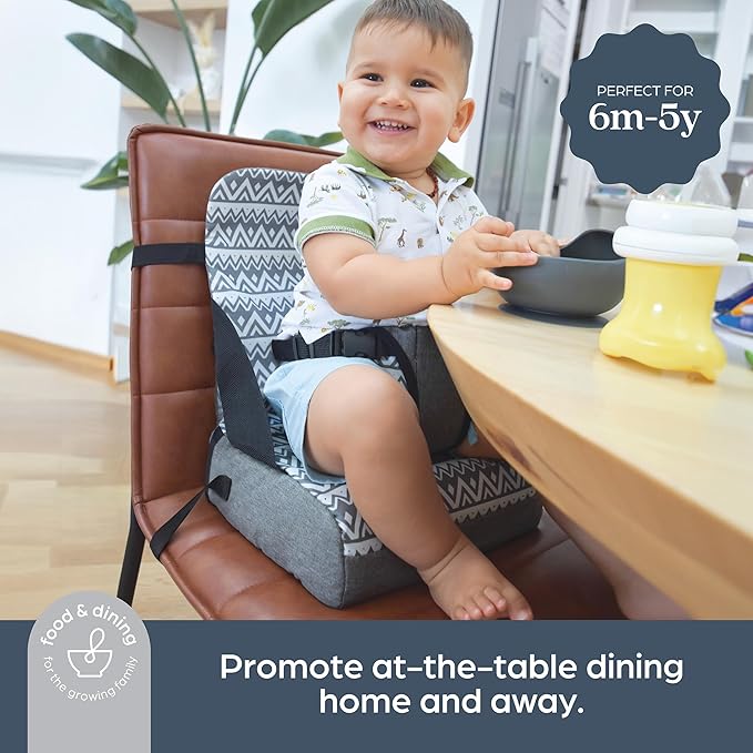 Dreambaby Grab ‘N Go Travel Booster Seat – Portable Toddler High Chair for Dining (6M-5Y) with Storage & Shoulder Strap-CubbioJoy