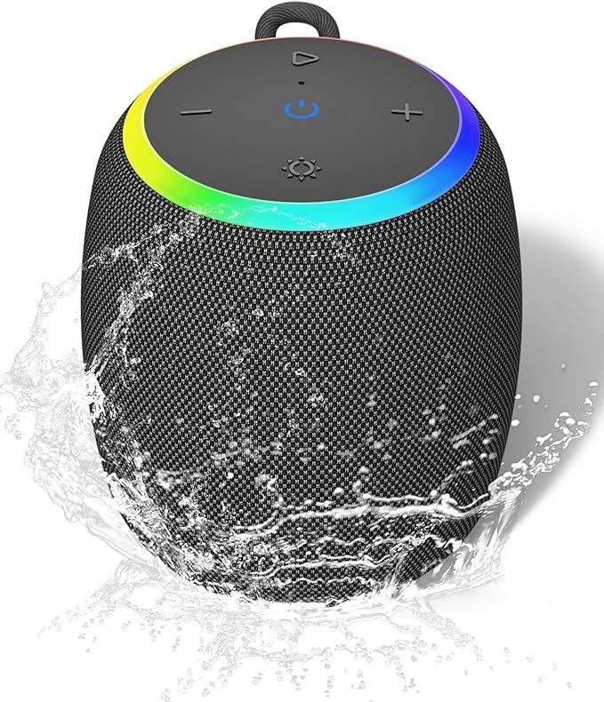Bluetooth Speaker, Portable Wireless Bluetooth 5.3, 15W Clear Bass, IPX6 Waterproof, LED Lights, AUX/TF/USB, Dual TWS Pairing, 12H Playtime, Small Speakers for Home Outdoor Beach, Ideal Gift-CubbioJoy