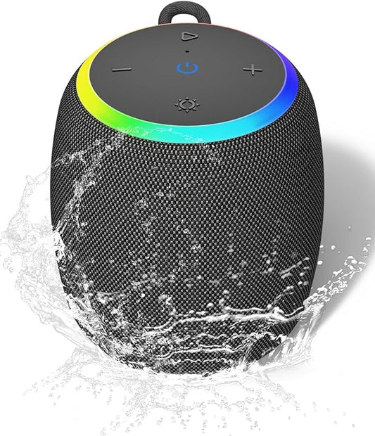 Bluetooth Speaker, Portable Wireless Bluetooth 5.3, 15W Clear Bass, IPX6 Waterproof, LED Lights, AUX/TF/USB, Dual TWS Pairing, 12H Playtime, Small Speakers for Home Outdoor Beach, Ideal Gift-CubbioJoy