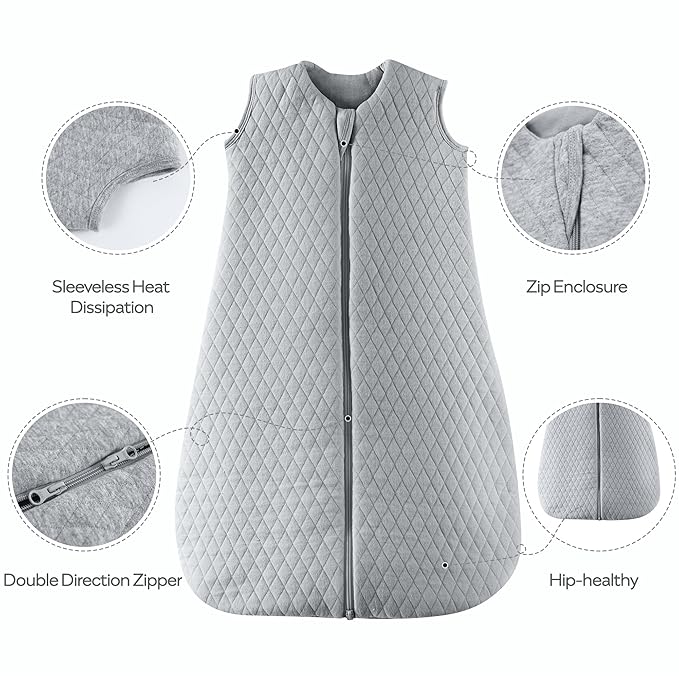 JELLYMONI Baby Sleep Sack TOG 2.5, 18-24 Months Winter Baby Wearable Blanket, 100% Cotton Infant Sleeping Sack 2-Way Zipper Warm Quilted Sleepsack-CubbioJoy