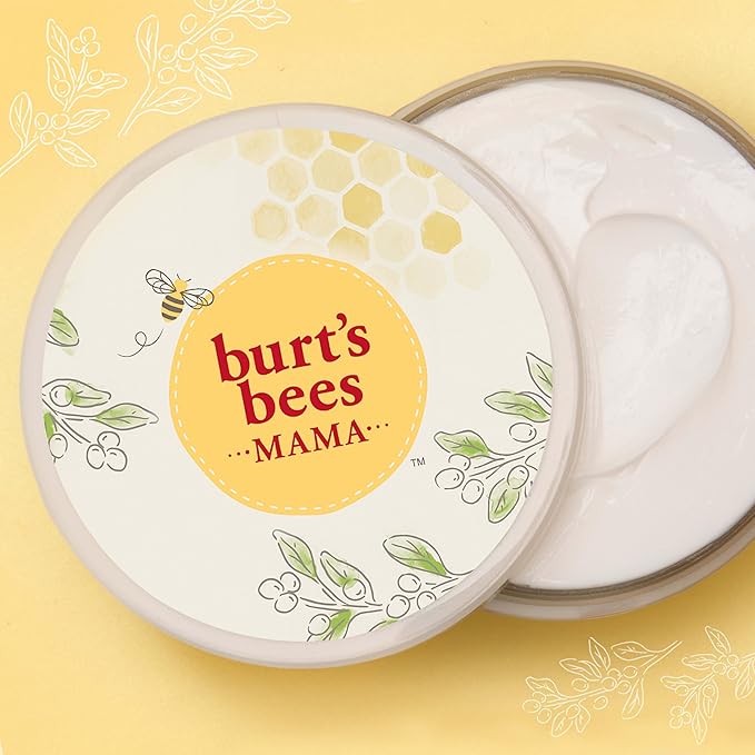 Burt's Bees Mama Belly Butter Stretch Mark Cream for Pregnancy Massages Body & Reduces Scar Appearance, Prenatal & Postnatal Tummy Skin Care, Shea Butter & Vitamin E Rich Formula, 6.5 Oz Tub-CubbioJoy