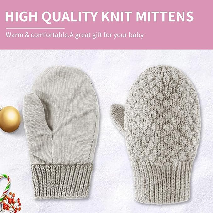 Baby Knit Mittens Toddler Boys Girls Gloves Winter Infant Newborn No Scratch Mitten 0-3 Years-CubbioJoy