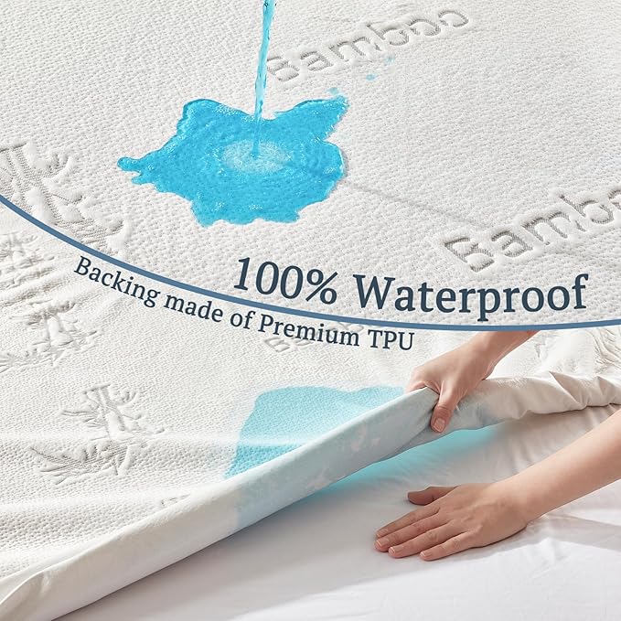 BEDLORE Waterproof Crib Mattress Protector 2 Pack, Ultra Soft Bamboo Viscose Crib Mattress Pad Cover, Noiseless Toddler Mattress Protector for Standard Baby Bed Size 52''x28'', White-CubbioJoy