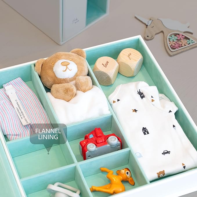 Keepsake Baby Memory Book with Keepsake Box Girl Boy - Timeless Leather-Bound Baby Milestone Book | Baby Book Keepsake and Baby Photo Memory Box to Record Baby Shower to Age 5 - Beautiful Gift-CubbioJoy