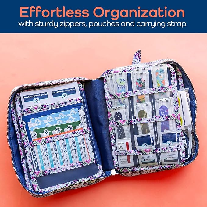 KeepGoing Large Home First Aid Kit for Kids – 270 Pc. for Car, Home, Dorm, & Boat with Latex-Free Bandages – 10 x 7 x 3.5 in. Travel First Aid Kit (Boho)-CubbioJoy