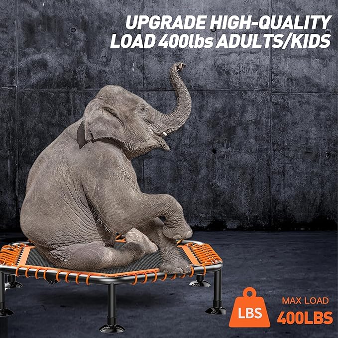 CLORIS 38in/48in Folding Trampoline - Max Load 220lbs / 450lbs Mini Trampoline Rebounder Trampoline for Adults with Adjustable Foam Handle, with safty Padded Cover Best Gift for Kids/Adult-CubbioJoy