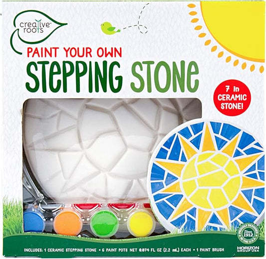 Creative Roots Mosaic Sun Stepping Stone Kit, Includes 7-Inch Ceramic Stepping Stone & 6 Vibrant Paints, DIY Garden Stone for Kids Ages 6+-CubbioJoy