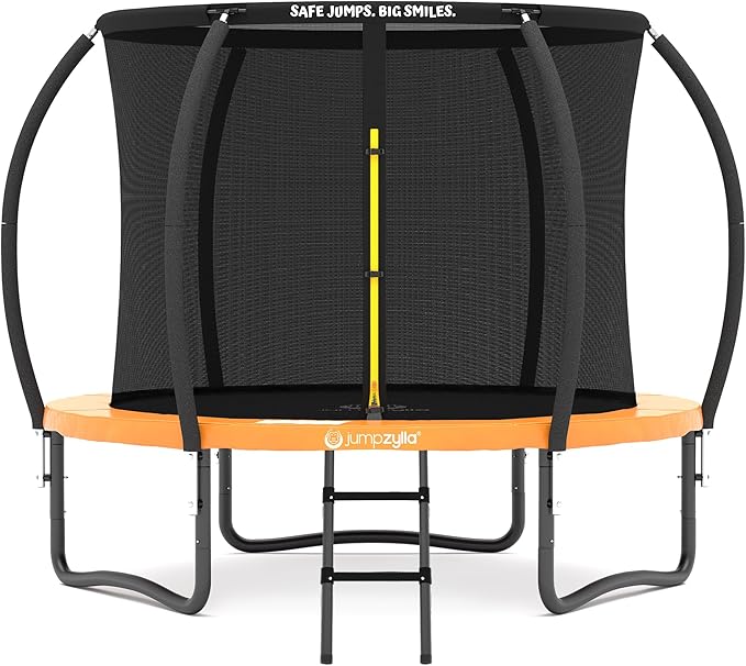 JUMPZYLLA Trampoline Outdoor 8FT 10FT 12FT 14FT 15FT 16FT with Enclosure and Ladder, ASTM Approved Recreational Trampoline for Kids and Adults, Anti-Rust Coated Frame-CubbioJoy