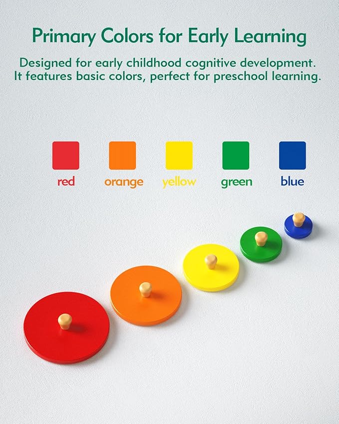 Boby Montessori Multiple Circle Puzzle Board, Knob Wooden Puzzle, Geometric Shape Puzzle Early Education Material Sensorial Toy for Toddler Shape & Color Sorter (Multiple Circle Puzzles)-CubbioJoy