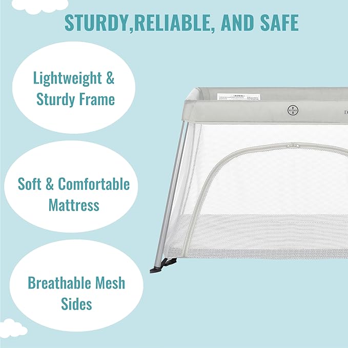 Dream On Me Travel Light Playard with Mesh Zipper Door in Grey-CubbioJoy