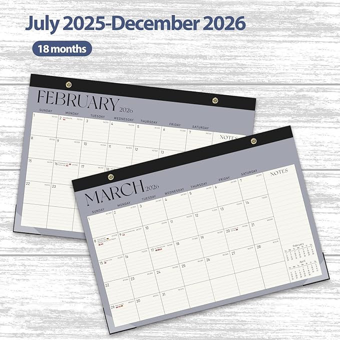 Desk Calendar 2025-2026, Monthly Desktop Large Calendar Runs Until December 2026-17" x 12" Desk Wall Planner for Family Office Teacher School, Blue-CubbioJoy
