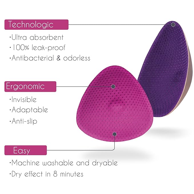 Curve by Cache Coeur Essential Plus Night Nursing Pads – 4-Pack Reusable Ultra-Absorbent Breastfeeding Pads – Leakproof & Washable – Heavy Flow Protection – Oeko-TEX Certified-CubbioJoy