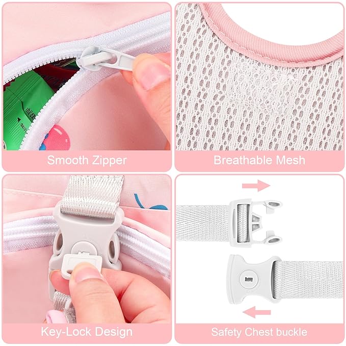 Accmor Toddler Harness Leash, Collapsible Cute Rabbit Kids Leash + Anti Lost Wrist Link for Outdoor Travel, Soft Child Walking Harness Tether Wristband Assistant Strap Belt Protector for Baby Girls-CubbioJoy