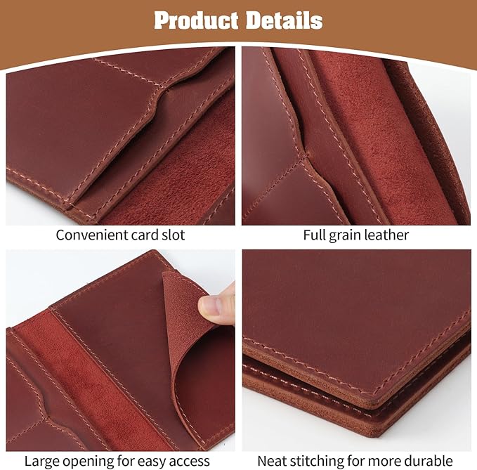 Jack&Chris Leather Passport Holder, Handmade Passport cover, Travel Wallet Cover Case for Men and Women, Leather Travel Documents Organizer Protector, JC107-CubbioJoy