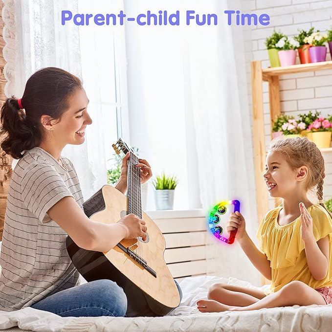 Aywewii LED Tambourine, Light Up Toys Handheld Musical Flashing Tamborine Sensory Toys Autism Toys Party Supplies for Birthday Anniversaries Gifts for Kids Adults Teens (6 Pack)-CubbioJoy