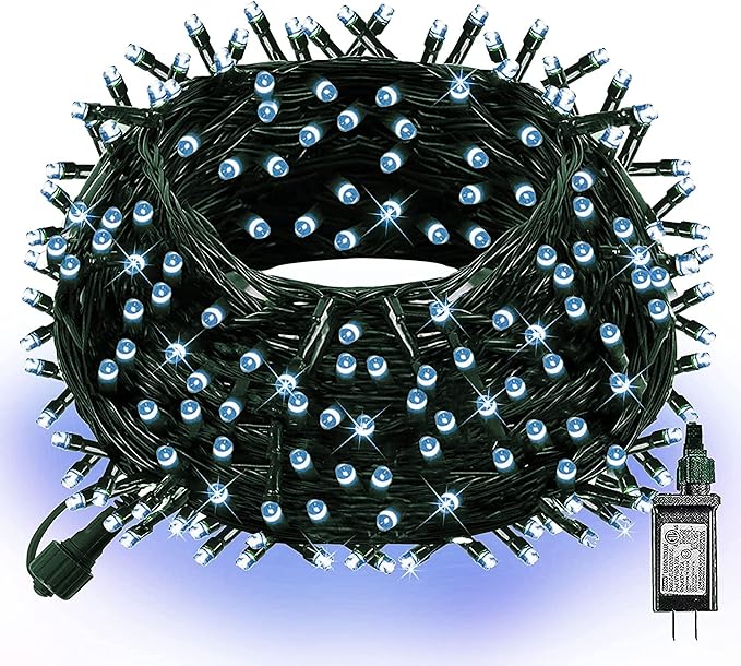 Dazzle Bright Christmas String Lights, 100 LED 33 FT Connectable Fairy Lights with 8 Modes, Waterproof Christmas Decorations for Indoor Outdoor Holiday Party Home Tree Decor (White)-CubbioJoy