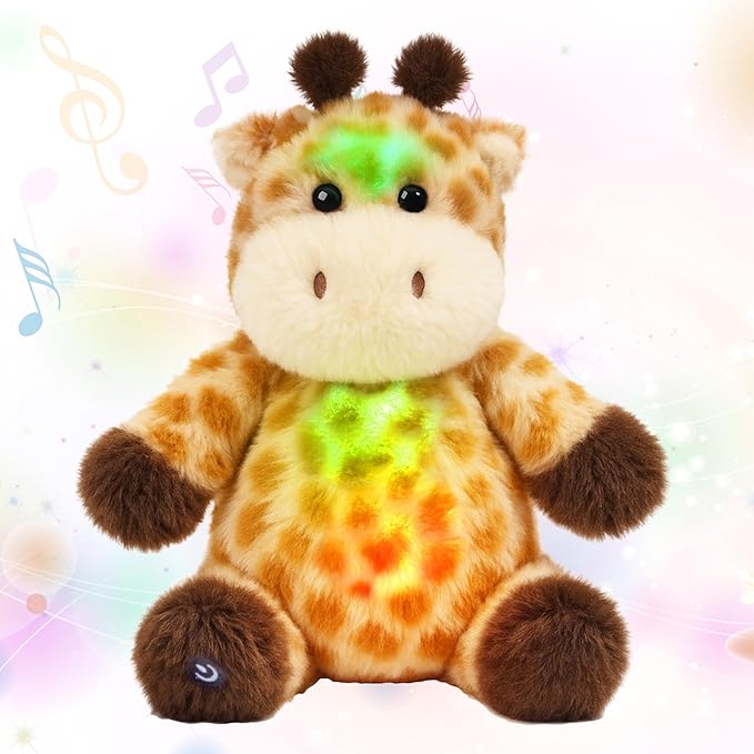 Cuteoy Musical Plush Giraffe Stuffed Animal Glowing LED Light-up Nightlight Toys Singing Lullabies Birthday Christmas Plushies Gifts for Kids Boys Girls,13"-CubbioJoy