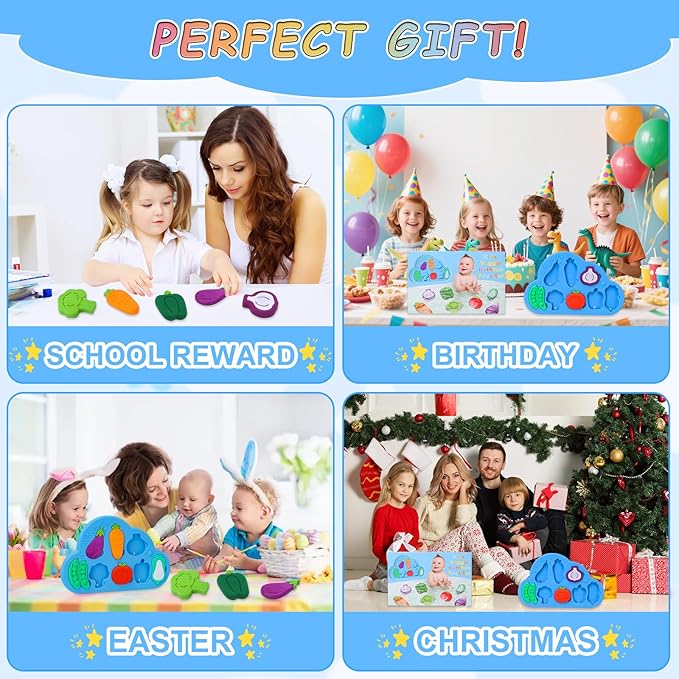 Baby Bath Toys, 100% Silcone Mold Free Vegetable Bath Toys, Soft Toddlers Floating Bathtub Toy, No Hole Tub Water Toys, Shape Sorting&Matching Educational Learning Toys Gift for Boys Girls Kids-CubbioJoy