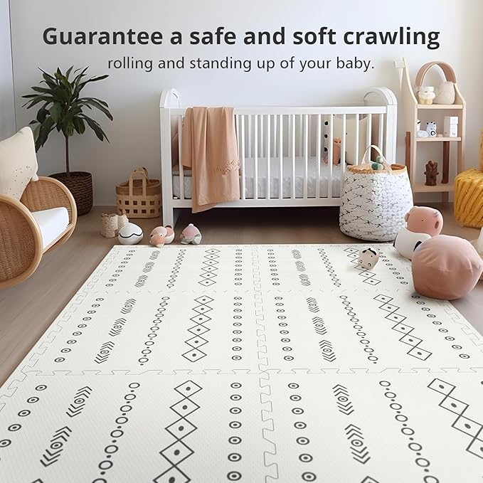 Baby Foam Play Mat, PIGLOG 72x48 Baby Crawling Mat, Floor Mats for Kids for Baby with Interlocking Floor Tiles, Toddler Play Mat for Indoor and Outdoor, Easy to Clean Playroom Floor Mat, Bohemia-CubbioJoy