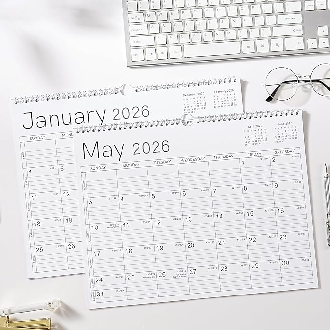 2026 Wall Calendar - 2026 Calendar from Jan. 2026 - Dec. 2026, 14.6" x 11.4", 12 Months Wall Calendar 2026, Thick Paper, Twin-Wire Binding, Simple Design-CubbioJoy