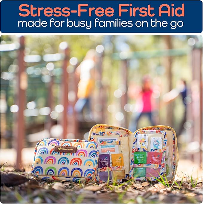 KeepGoing Travel First Aid Kit for Kids – 130 Pc. for Car, Home, Purse, Diaper Bag & Backpack with Latex-Free Bandages - Mini First Aid Kit Travel Size TSA-Approved-CubbioJoy