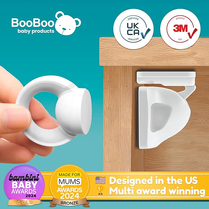 Booboo® Magnetic Child Safety Cupboard Locks for Children x10 Locks + x1 Key, Baby Proofing for Kitchen, Cabinets and Drawers, 30 Second Install No Drilling 3M Adhesive (10 Pack)-CubbioJoy