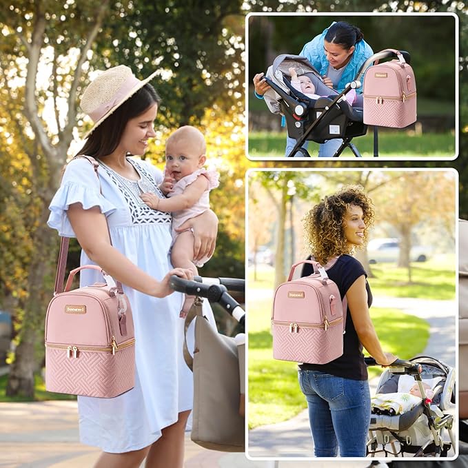 Breastmilk Cooler Bag with Ice Pack & Mat Fit 6 Bottles Up to 9 Ounce, Baby Bottle Cooler Bag for Moms, Daycare & Travel, Black-CubbioJoy