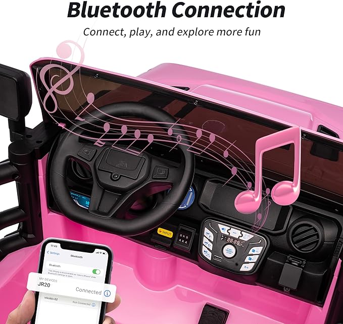 2 Seater Ride on Toy Car for Kids, 24V 4WD Ride-on Truck Kids Electric Car with Remote Control, 4x200W Motors - Light Pink-CubbioJoy