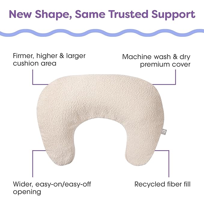 Boppy Nursing Pillow - Ergonomic Bottle & Breastfeeding Pillow with High, Firm, Large Area, Water-Repellent Cushion with Washable Cover; Baby Safety Alliance Verified - Oatmeal Boucle-CubbioJoy