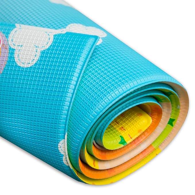 Baby Care Play Mat (Large, Playful - Pinko & Friend) 82'' x 55'' Original One-Piece Reversible Rollable Waterproof Play Mat for Infants, Babies, Toddler, and Kids-CubbioJoy