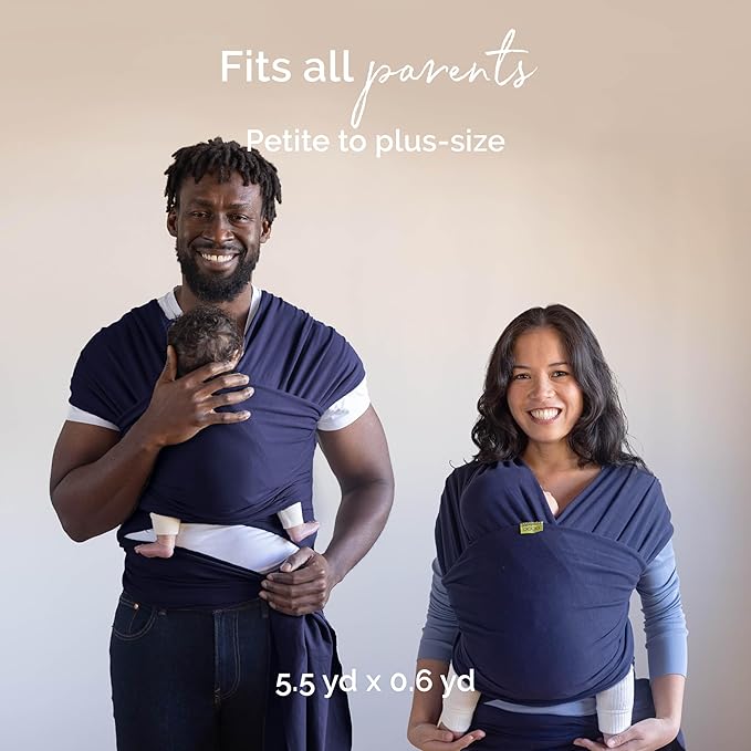Boba Baby Wrap Carrier – Original Baby Sling Carrier for Newborns (7–35 lbs), Soft, Secure, Hands-Free & Ergonomic, Ideal for Comfortable Bonding, New Parents (Navy Blue)-CubbioJoy