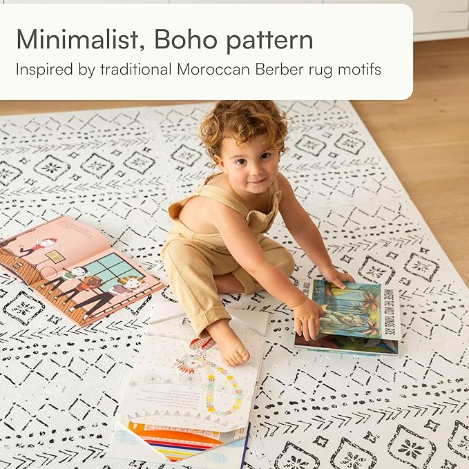 Baby Play Mat for Floor – 4x6ft Boho | Soft Non Toxic Premium EVA Foam Tiles for Tummy Time, Crawling & Playroom – Waterproof Interlocking Floor Mat for Babies & Toddlers by Lillefolk (6 Tiles)-CubbioJoy