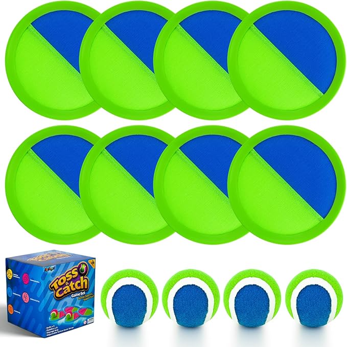 Ayeboovi Toss and Catch Ball Set Outdoor Yard Beach Pool Toys Games for Kids Family Sports 8 Paddles 4 Balls for Toddlers Boys Girls Ages 3-12 Boys Girls Birthday Gift-CubbioJoy