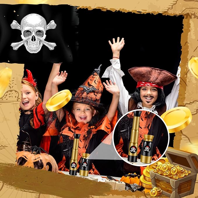 Deekin 12 Pcs Pirate Telescope for Kids Pirate Party Favors Accessories Telescope Toys Spyglass Mini Treasure Hunt for Boat Halloween Birthday Party Supplies-CubbioJoy