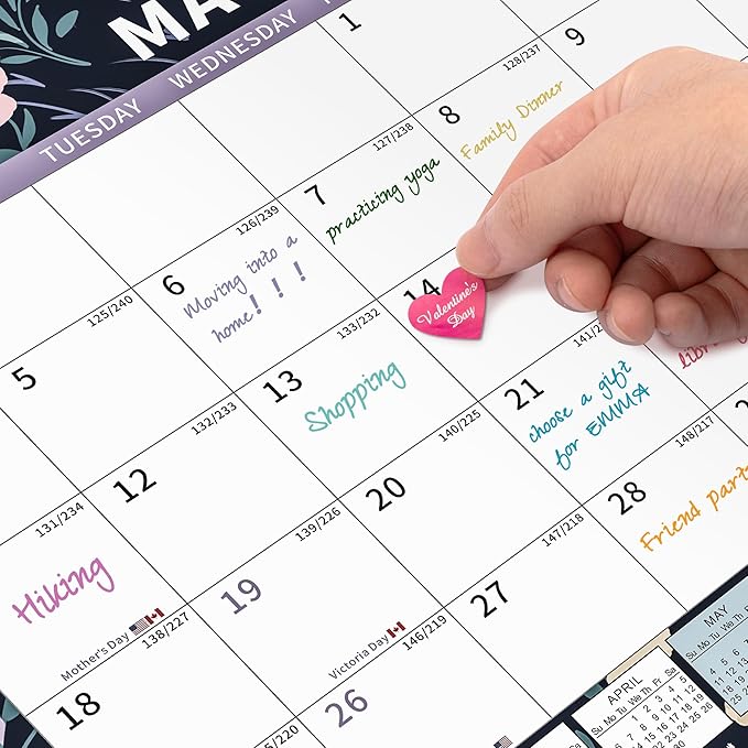 2025 Calendar, Wall Calendar 2025-2026 Planner Hanging Spiral Bound Magnetic Fridge Calendars 15" x 12", Use Jan 2025 - Jun 2026-CubbioJoy