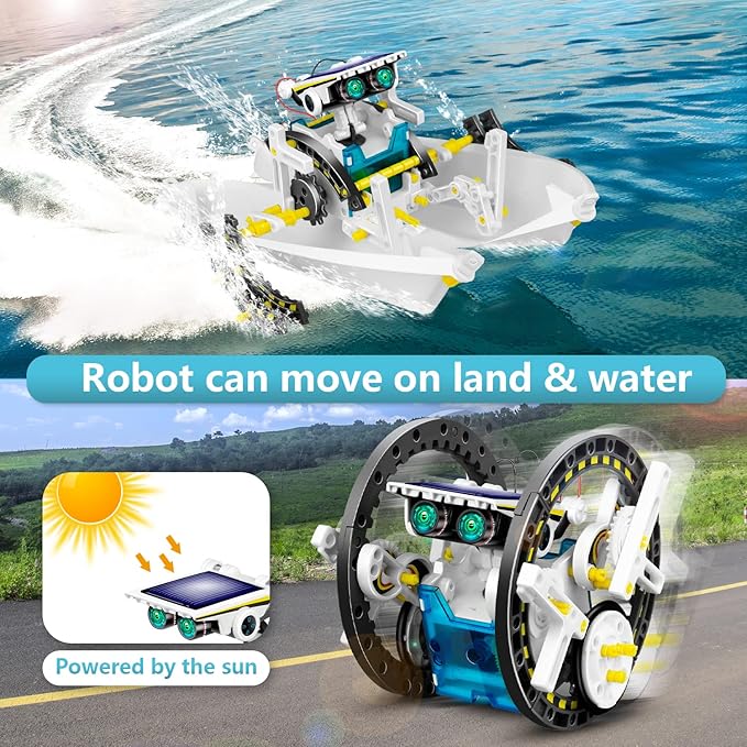 13-in-1 Solar Robot Toys for Ages 8 9 10 11 12 Year Old Boys Girls, STEM Science Kits for Kids Age 8-12, Building Experiments Robotics Kit STEM Projects for Kid Christmas Birthday Gifts (White)-CubbioJoy