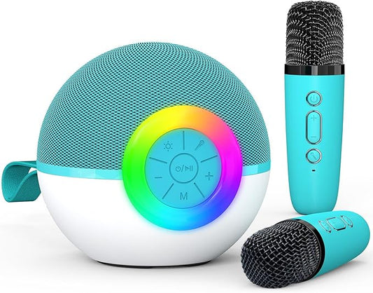 Karaoke Microphone Machine Toys for Kids Adults, Mini Portable Bluetooth Speaker with 2 Wireless Mics, Christmas Birthday Gifts for Boys Girls Ages 3 4 5 6 7 8 9 10 11 12+ Year (Green)-CubbioJoy
