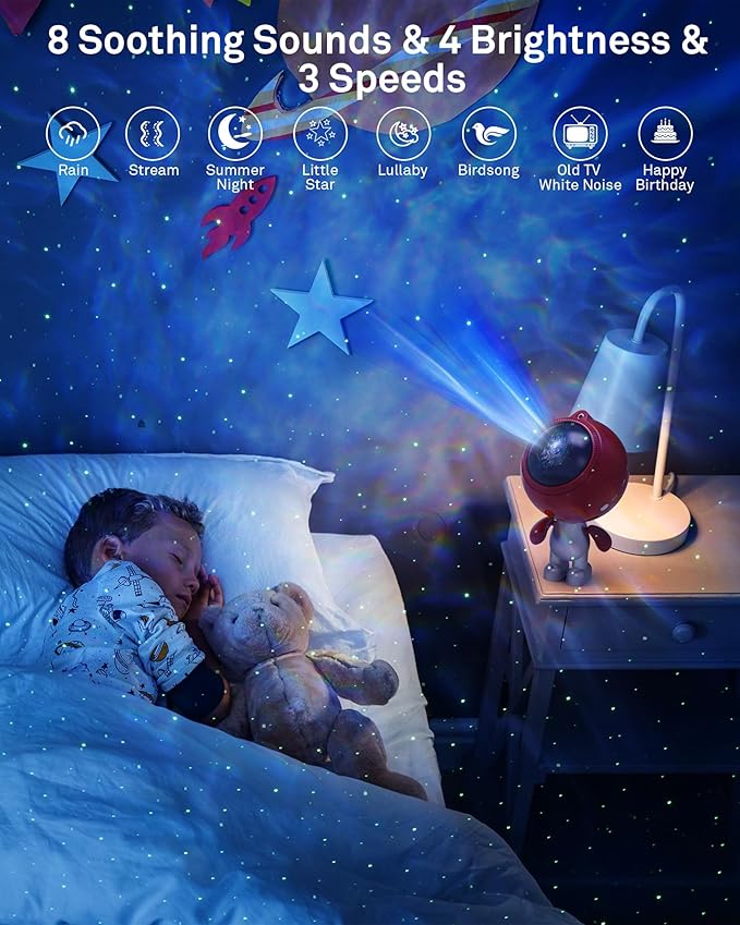 Astronaut Galaxy Projector, AIRIVO Star Projector for Bedroom, Robot Galaxy Projector Night Light for Kids, Bluetooth Speaker Ceiling Projector, Room Decor Gifts for Adults, Teens, Christmas-CubbioJoy