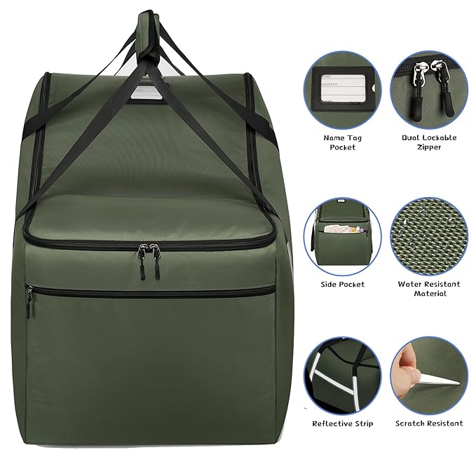 Infant Car Seat Travel Bag for Airplane Compatible with All Nuna Pipa Car Seat and Base,Chicco KeyFit 30 and Base, Padded Car Seat Bags for Air Travel,Car Seat Gate Check Bag with Side Pocket, Green-CubbioJoy